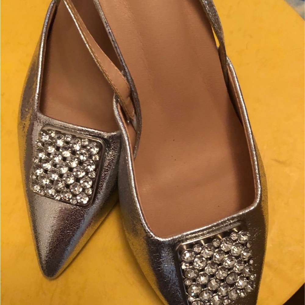 Silver Heels with Ornate Embellishment NEW 
Bought wrong size